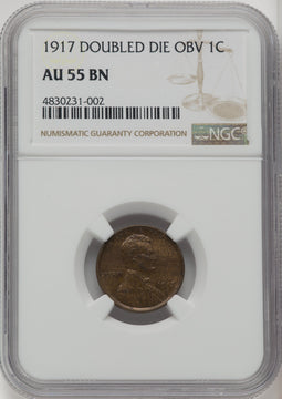 1917 1C FS-101 BN Lincoln Cent NGC AU55
