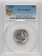 1928 5C Buffalo Nickel PCGS MS67