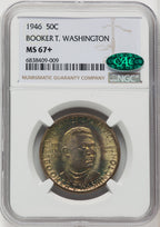 1946 50C Booker T. Washington CAC Commemorative Silver NGC MS67+