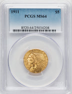1911 $5 Indian Half Eagle PCGS MS64 (772543012)