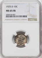 1925-D 10C FB Mercury Dime NGC MS65