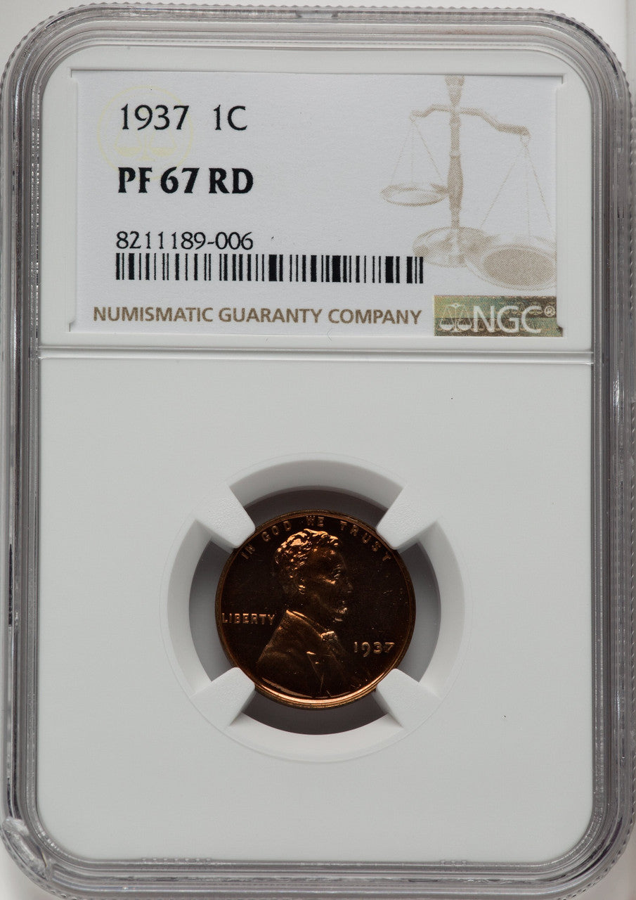 1937 1C RD Proof Lincoln Cent NGC PR67 (772543016)
