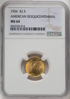 1926 $2.50 SESQUI Commemorative Gold NGC MS64 (519987035)