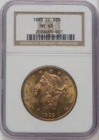 1893-CC $20 Liberty Double Eagle NGC MS63