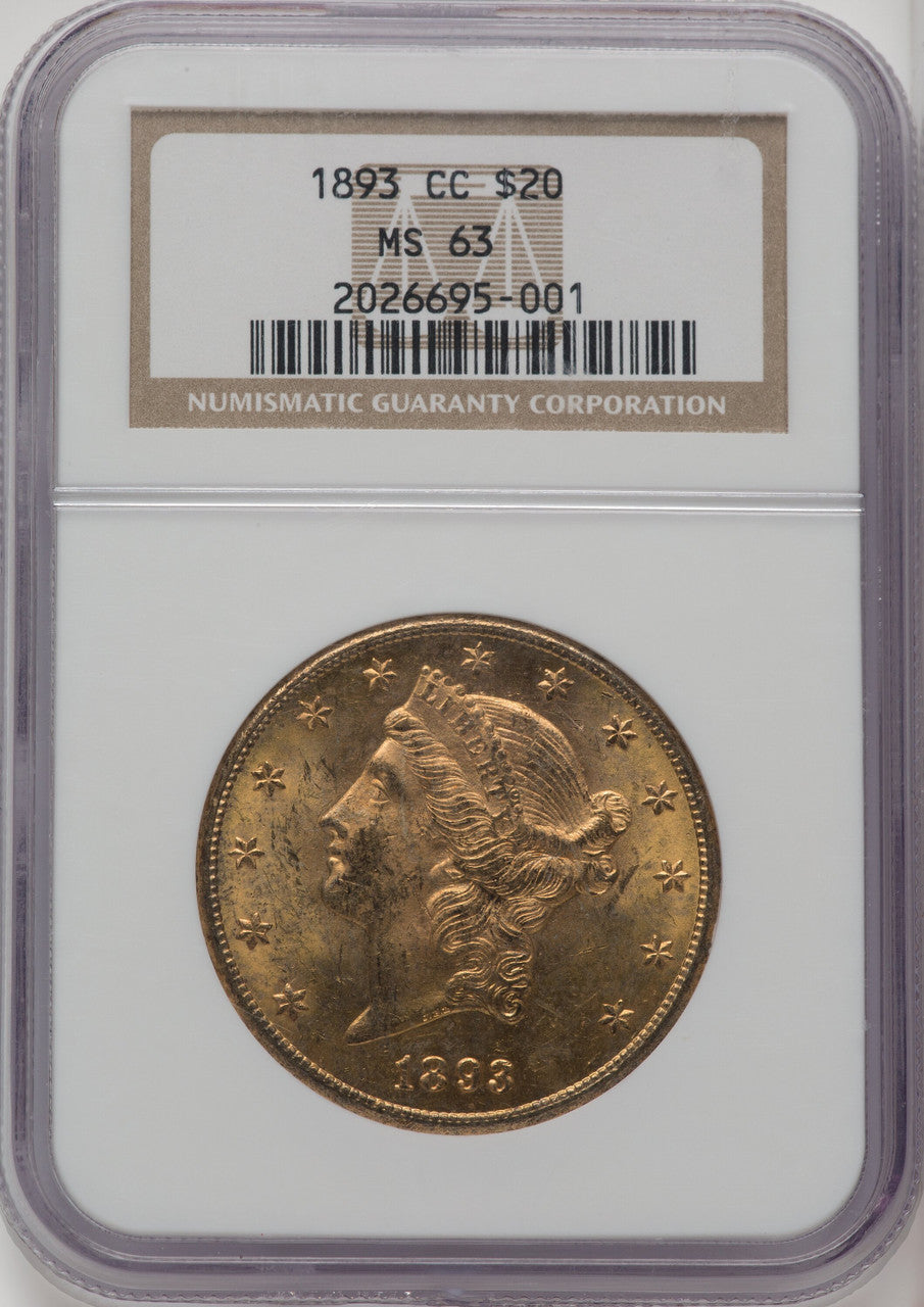 1893-CC $20 Liberty Double Eagle NGC MS63