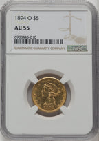 1894-O $5 Liberty Half Eagle NGC AU55