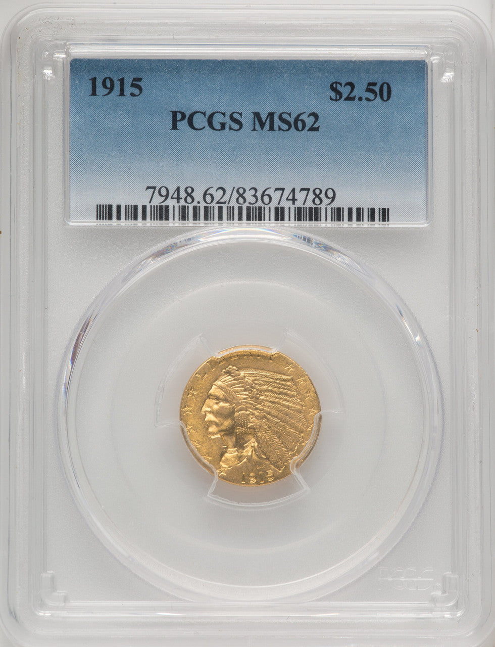 1915 $2.50 Indian Quarter Eagle PCGS MS62 (772102144)