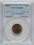 1875 1C RB Indian Cent PCGS MS64