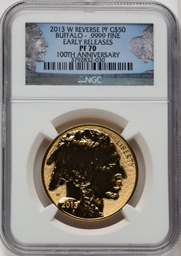 2013-W $50 One-Ounce Gold Buffalo Reverse Proof First Strike NGC PF70 (772599004)