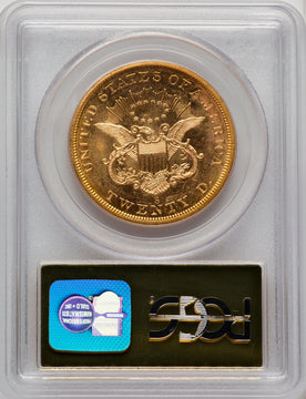 1857-S $20 NoSerRt S Liberty Double Eagle PCGS MS62