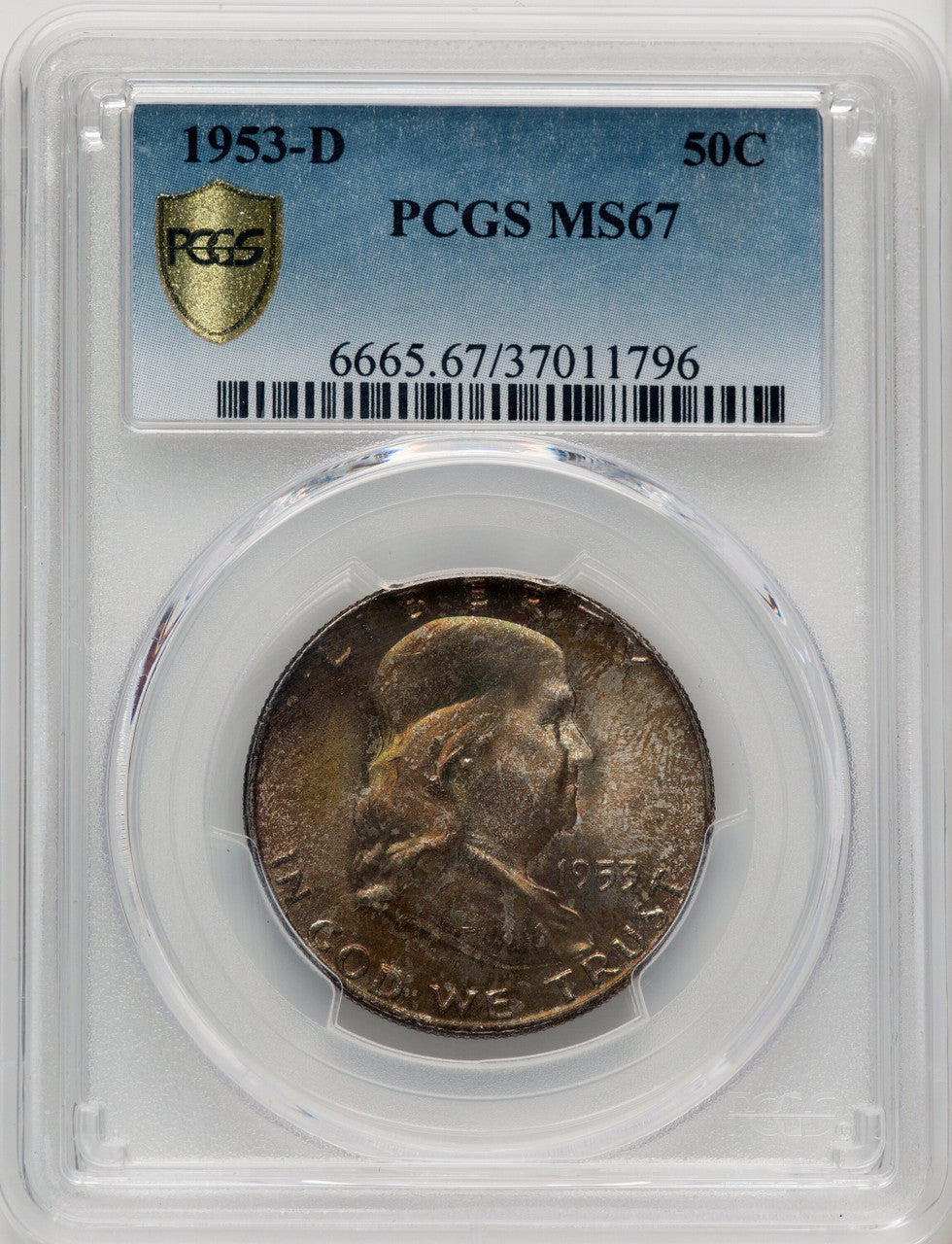 1953-D 50C Franklin Half Dollar PCGS MS67