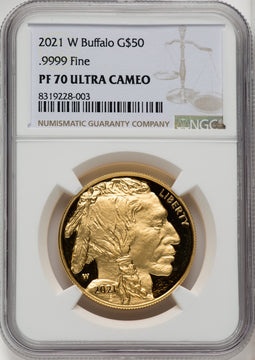 2021-W G$50 Gold Buffalo DCAM Brown Label NGC PF70 (519856174)