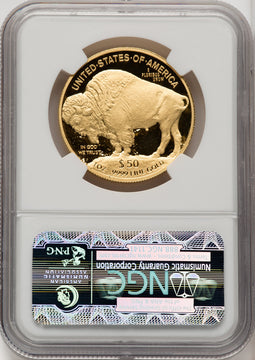 2010-W $50 One-Ounce Gold Buffalo First Strike DM ER Blue NGC MS70 (772470006)