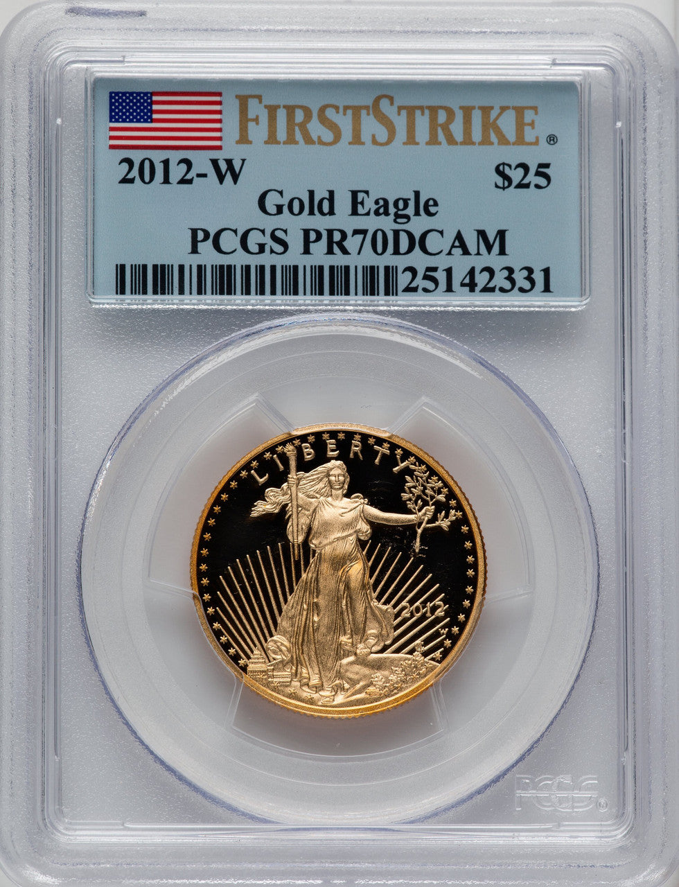2012-W $25 Half-Ounce Gold Eagle First Strike FS Flag PCGS PR70