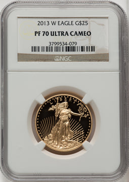 2013-W $25 Half-Ounce Gold Eagle Brown Label NGC PF70