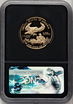 2017-W $25 Half-Ounce Gold Eagle First Day of Issue FDI Ed Moy Blk Core NGC PF70