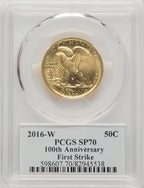 2016-W 50C Walking Liberty 100th Anniversary Gold Centennial PCGS MS70