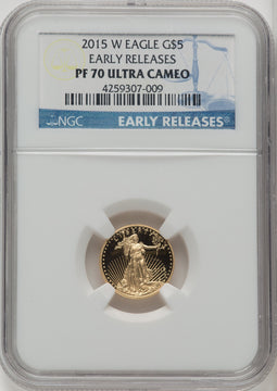 2015-W $5 Tenth-Ounce Gold Eagle First Strike ER Blue NGC PF70