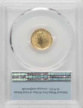 2016-W 10C Mercury Dime Gold 100th Anniversary First Strike FS Flag PCGS SP70