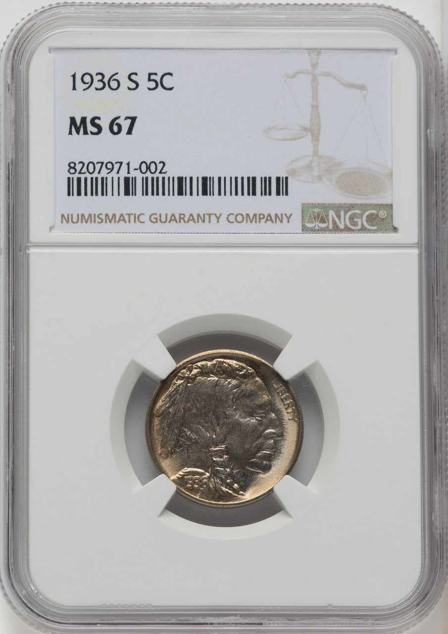 1936-S 5C Buffalo Nickel NGC MS67 (768803004)