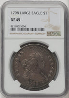 1798 Large Eagle Pointed 9 Early Dollar NGC XF45