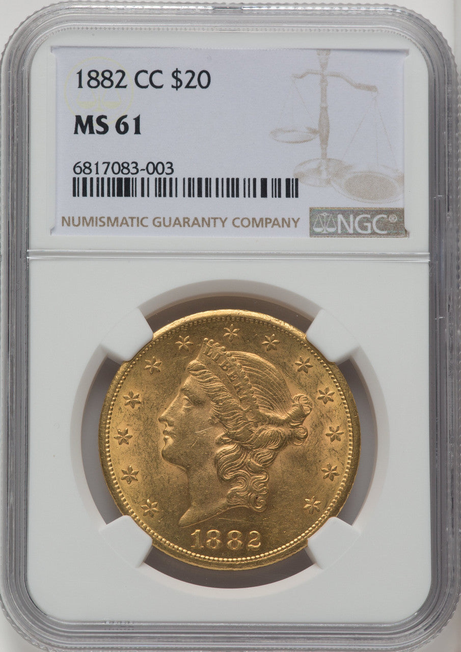 1882-CC $20 Liberty Double Eagle NGC MS61