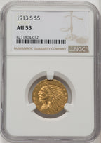 1913-S $5 Indian Half Eagle NGC AU53 (506434003)