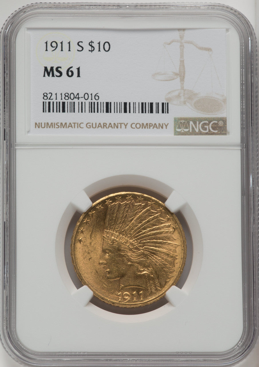 1911-S $10 Indian Eagle NGC MS61