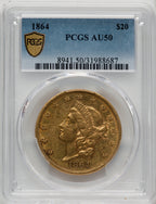 1864 $20 Liberty Double Eagle PCGS AU50