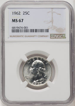 1962 25C Washington Quarter NGC MS67 (771528014)