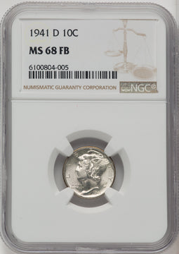 1941-D 10C FB Mercury Dime NGC MS68 (771837010)