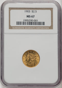 1903 $2.50 Liberty Quarter Eagle NGC MS67 (771445004)