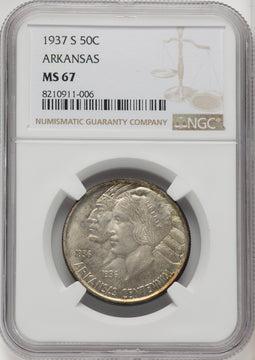 1937-S 50C Arkansas Commemorative Silver NGC MS67