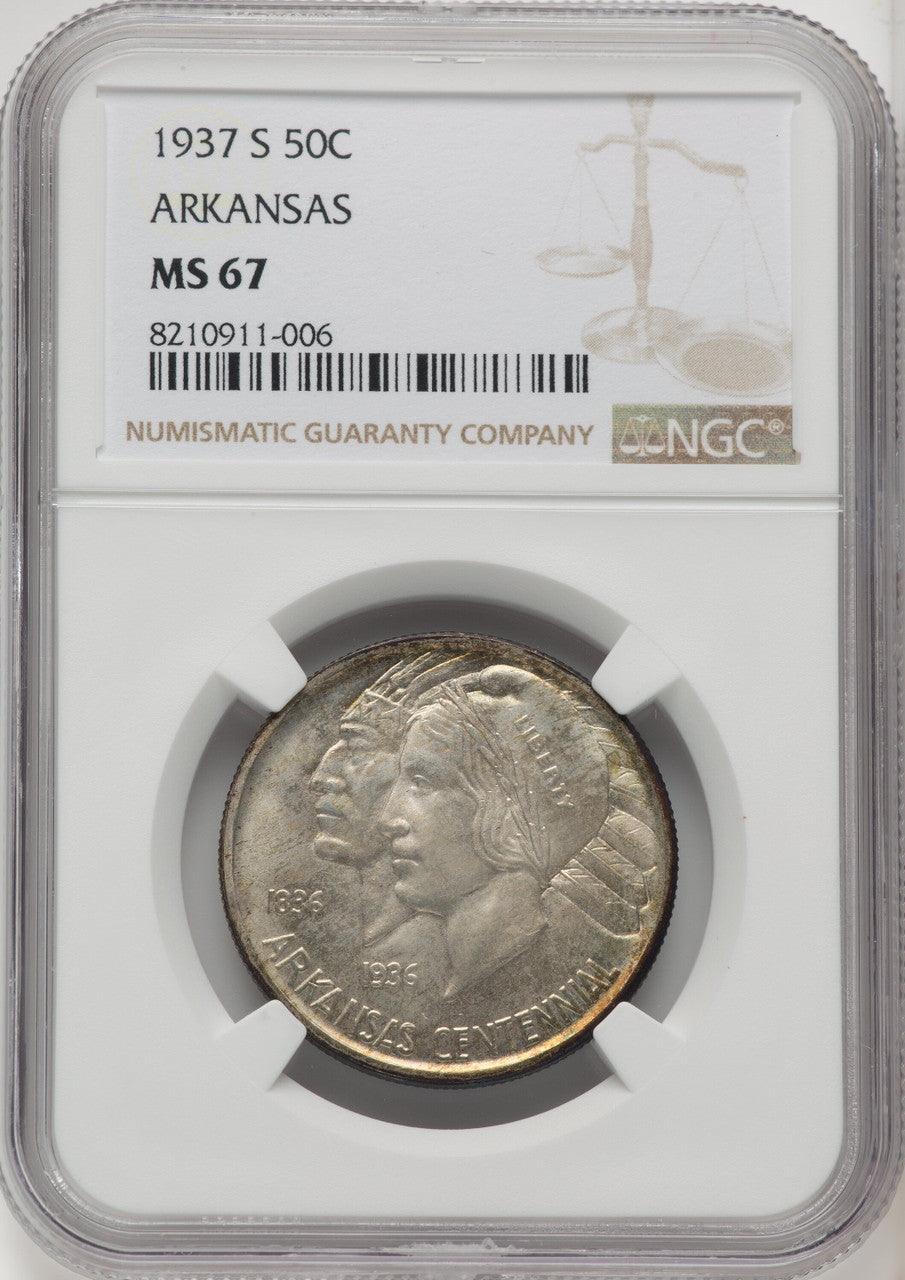 1937-S 50C Arkansas Commemorative Silver NGC MS67