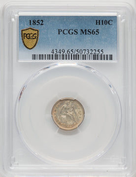 1852 H10C Seated Half Dime PCGS MS65