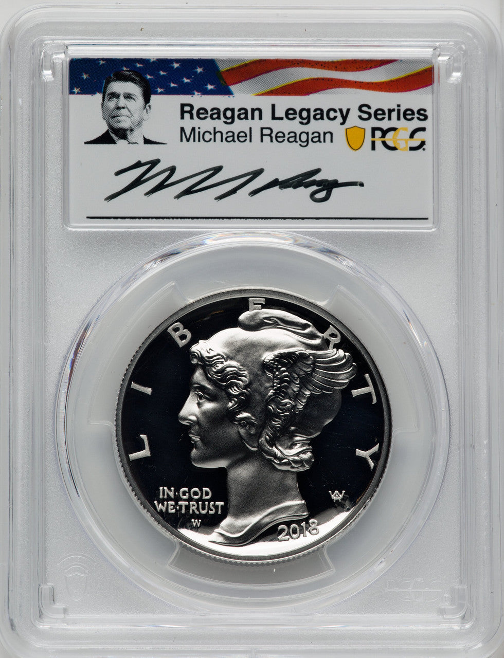 2018-W Palladium Eagle 1 oz FS Reagan Legacy Series Michael Reagan Picture PCGS PR70