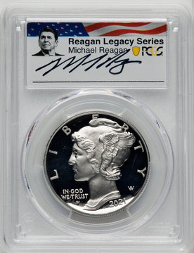 2021-W Palladium Eagle 1 oz FDI Reagan Legacy Series Michael Reagan Picture PCGS PR70