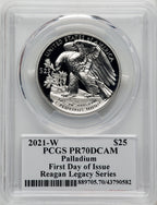 2021-W Palladium Eagle 1 oz FDI Reagan Legacy Series Michael Reagan Picture PCGS PR70