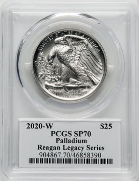 2020-W Palladium Eagle 1 oz Burnished Reagan Legacy Series Michael Reagan Picture PCGS MS70