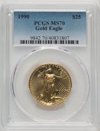 1990 $25 Half-Ounce Gold Eagle Blue Gradient PCGS MS70