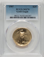 1987 $25 Half-Ounce Gold Eagle Blue Gradient PCGS MS70