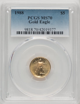 1988 $5 Tenth-Ounce Gold Eagle Blue Gradient PCGS MS70