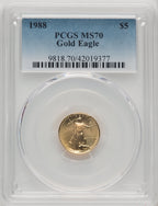 1988 $5 Tenth-Ounce Gold Eagle Blue Gradient PCGS MS70