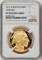 2011-W $50 One-Ounce Gold Buffalo Brown Label NGC PF70