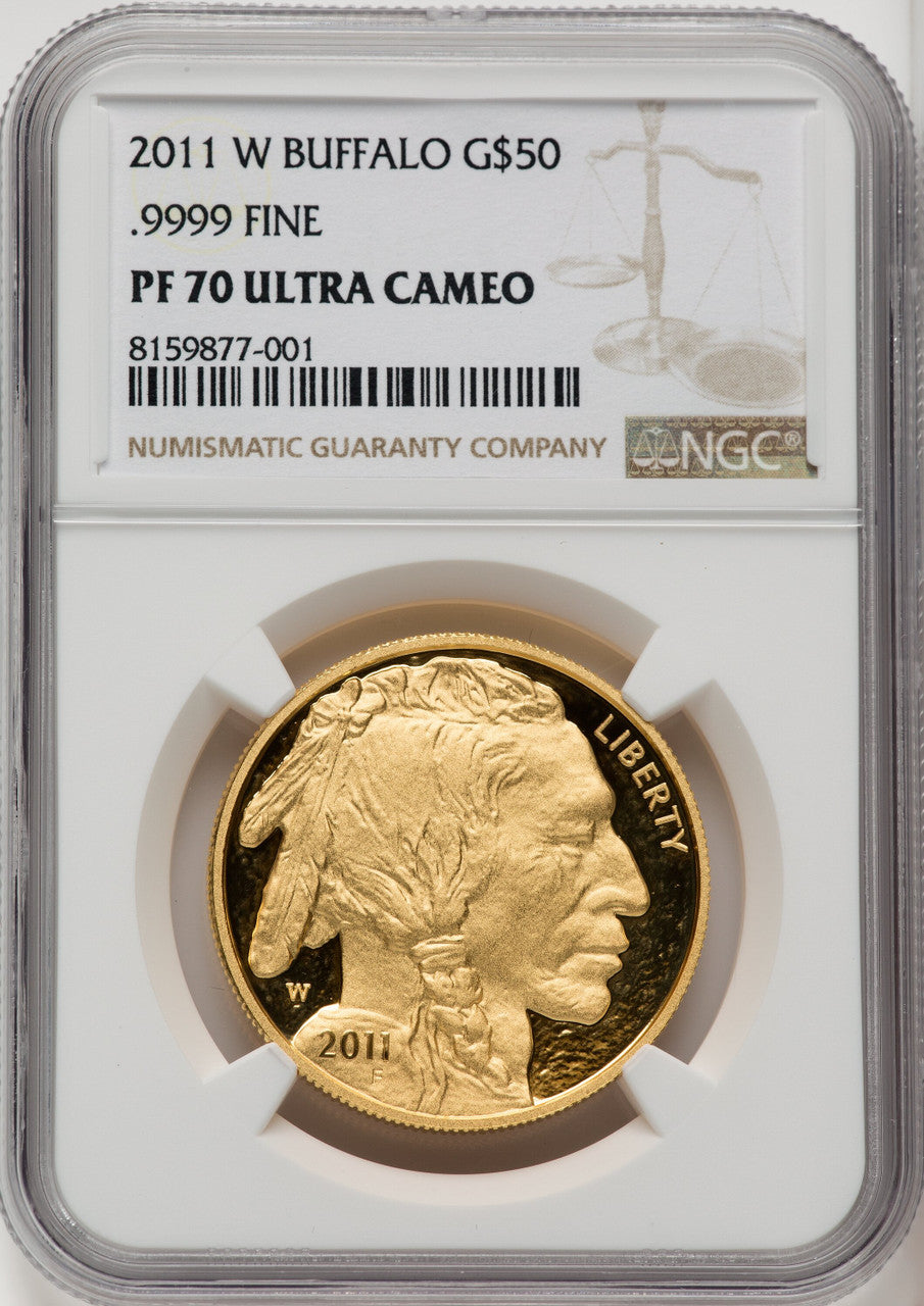 2011-W $50 One-Ounce Gold Buffalo Brown Label NGC PF70