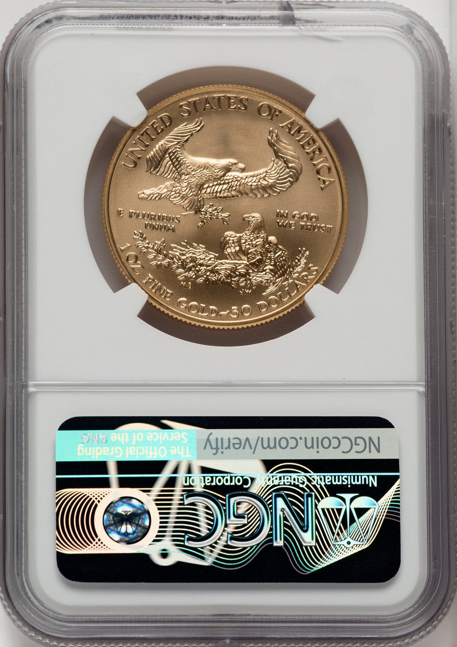 2019-W $50 One-Ounce Gold Eagle Burnished FDI Kenneth Bressett Red Book NGC MS70