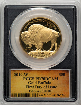 2019-W 1 oz Gold Buffalo First Day of Issue PCGS PR70 Cleveland