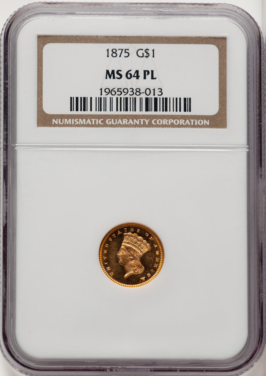 1875 G$1 PL Gold Dollar NGC MS64 (772603056)