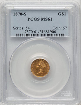 1870-S G$1 Gold Dollar PCGS MS61