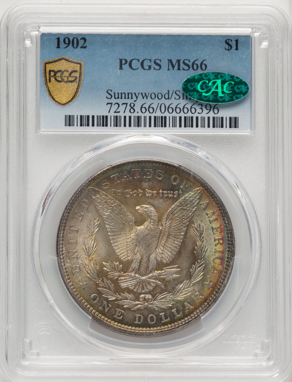 1902 CAC Morgan Dollar PCGS MS66